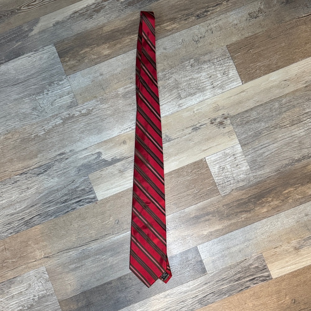 Calvin Klein Red and Black Striped Tie